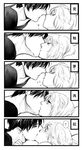  1girl comic contemporary couple genderswap greyscale hetero imminent_kiss kiss kousaka_jinnaizaemon long_hair monochrome naka_(sm6130) rakudai_ninja_rantarou short_hair translation_request zenpouji_isaku 