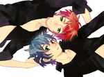  bad_id bad_pixiv_id blue_hair brothers dress_shirt green_eyes highres jamijami male_focus mawaru_penguindrum multiple_boys red_hair shirt siblings takakura_kanba takakura_shouma 