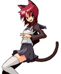  animal_ears cat_ears my-hime red_hair school_uniform shirono solo tail thighhighs yuuki_nao 