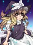  bad_id bad_pixiv_id blonde_hair braid brown_eyes hat kirisame_marisa long_hair makuro ribbon side_braid solo touhou witch_hat 