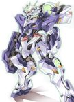  armor arms_at_sides clenched_hands full_body glowing gn_drive green_eyes gundam gundam_00 mecha megamouth_system no_humans original shield simple_background standing white_background 