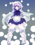  awa_toka bad_id bad_pixiv_id bloomers blue_hair hat letty_whiterock short_hair snow solo touhou underwear white_bloomers 