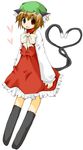  animal_ears bad_id bad_pixiv_id cat_ears cat_tail chen china_dress chinese_clothes dress earrings hat heart heart_tail jewelry metaru_maccha solo tail touhou 