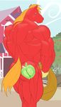  anthrofied big_macintosh_(mlp) big_muscles blonde_hair cutie_mark equine friendship_is_magic hair horse hyper hyper_muscles male mammal muscles my_little_pony pony ripped-saurian solo 