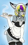  blonde_hair eyewear feline female french_maid glasses hair looking_at_viewer lynx maid maid_uniform one_eye_closed sarah_(darkduck64) shizuworks skimpy 