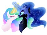  blue_eyes bubble equine eyeshadow female feral friendship_is_magic glowing horn horse lesbian magic makeup mammal mn27 my_little_pony nightmare_moon_(mlp) pony princess princess_celestia_(mlp) royalty sparkle winged_unicorn wings 