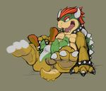  anus balls bowser butt chubby claws collar dinosaur gay hair horn koopa male mario_bros narse nintendo nude open_mouth overweight penis plain_background reptile scalie shell smile spikes teeth tongue turtle video_games yoshi 