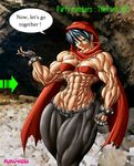  abs breasts cloak dungeons_and_dragons extreme_muscles muscle pants purukogi purukogi_(plasma_beach) simple_background thief thighhighs 
