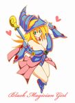  animalmaster blush breasts cleavage dark_magician_girl duel_monster highres smile staff weapon yu-gi-oh! yuu-gi-ou_duel_monsters 