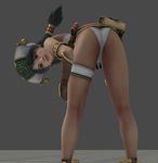  1girl 3d arm_band armband ass belt bent_over bow bows braid brown_eyes garter_belt gloves green_hair hat looking_at_viewer panties panty_shot pantyshot pouch shoes smile soul_calibur talim thighs twintails underwear white_panties xnalara 