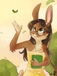  cute eyewear female glasses green_eyes kalikassy lagomorph mammal rabbit solo whiskers 