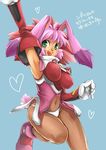  animal_ears breasts bunny_ears detached_sleeves fang green_eyes large_breasts long_hair navel panties panties_over_pantyhose pantyhose pink_hair seraphita_(xenogears) shidatsu_takayuki solo underwear xenogears 