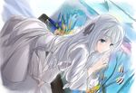  aquarium blue_eyes blush dress fish hair_ribbon kasugano_sora long_hair ribbon silver_hair solo twintails white_hair wingheart yosuga_no_sora 