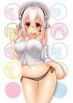 :q bikini bikini_bottom blush breasts commentary_request headphones inuue_kiyu large_breasts licking_lips long_hair looking_at_viewer naughty_face navel nitroplus pink_hair red_eyes smile solo super_sonico swimsuit tongue tongue_out 
