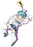  armband armpits blue_eyes blue_hair breasts cape covered_nipples gloves highres magical_girl mahou_shoujo_madoka_magica midriff miki_sayaka navel panties planted_sword planted_weapon short_hair small_breasts solo soul_gem suzuki24 sword thighhighs underwear weapon 