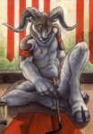  blotch caprine convenient_censorship horn male mammal nude ram sheep solo 