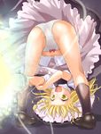  ass bent_over blonde_hair bow bow_panties error from_behind kirisame_marisa legs long_hair master_spark md5_mismatch mini-hakkero navel open_mouth panties pantyshot solo thighs touhou underwear upside-down usotsuki_penta white_panties yellow_eyes 