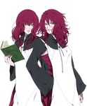  blue_eyes book devola highres multiple_girls nier nier_(series) popola red_hair siblings sisters twins 