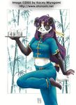  asian bamboo bear blue_clothes blue_clothing female kacey mammal panda solo tea 