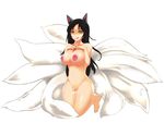  ahri animal_ears breasts cum cum_in_pussy cum_inside female hair league_of_legends long_hair navel nine_tailed_fox nipples saliva seduce smile solo will_tag_in_a_minute 