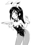  animal_ears aragaki_ayase bow bowtie bunny_ears bunny_tail bunnysuit detached_collar greyscale long_hair masakichi_(crossroad) monochrome ore_no_imouto_ga_konna_ni_kawaii_wake_ga_nai pantyhose tail tray wrist_cuffs 