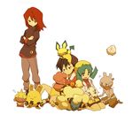  2boys backwards_hat baseball_cap black_hair blue_hair bukiko cleffa crystal_(pokemon) egg elekid gen_2_pokemon gold_(pokemon) hat hatching igglybuff magby mareep multiple_boys pichu pokemon pokemon_(creature) pokemon_(game) pokemon_gsc red_hair sheep silver_(pokemon) smoochum togepi twintails tyrogue 