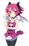  artist_request demon_girl disgaea disgaea_3 glasses highres horns makai_senki_disgaea_3 pink_eyes pink_hair pointy_ears raspberyl wings 