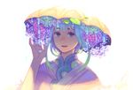  aqua_eyes aqua_hair flower hat hiko_(scape) hydrangea looking_at_viewer original petals solo umbrella upper_body 