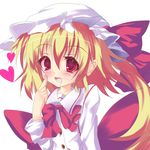  bad_id bad_pixiv_id blonde_hair fang flandre_scarlet flat_chest heart nagai_wataru open_mouth red_eyes simple_background smile solo touhou white_background 