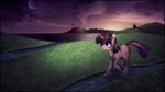  cloud clouds cutie_mark dragon equine female feral friendship_is_magic grass hi_res horn house imalou mammal moon my_little_pony outside plains solo stars sunset twilight_sparkle_(mlp) unicorn volcano water 