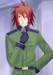  axis_powers_hetalia belt cosplay germany_(hetalia)_(cosplay) gloves kratos_aurion male male_focus red_eyes red_hair short_hair solo tales_of_(series) tales_of_symphonia 