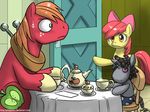  amber_eyes apple apple_bloom_(mlp) applebloom_(mlp) big_macintosh_(mlp) bow button cub cup cutie_mark doll equine female feral freckles friendship_is_magic fruit green_eyes hair hooves horse john_joseco male mammal my_little_pony pony red_hair smartypants_(mlp) sweat table tea_cup tea_pot teacup teapot yoke young 