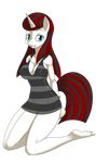  alpha_channel anthro anthrofied blue_eyes breasts equine fangs female horn kloudmutt kneeling mammal my_little_pony solo translucent unicorn 