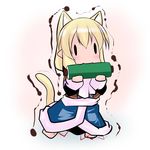  animal_ears blonde_hair blush cat_ears cat_tail chibi eating extra_ears hoshizuki_(seigetsu) mizuhashi_parsee pointy_ears puru-see scroll simple_background solo tail touhou trembling |_| 