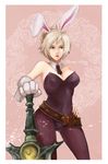  aa2233a animal_ears battle_bunny_riven bunny_ears bunnysuit highres league_of_legends pantyhose riven_(league_of_legends) solo sword tail weapon white_hair 