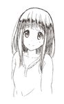  chitanda_eru errant greyscale hyouka long_hair monochrome sketch smile solo 