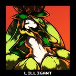  evil_smile flat_chest flower lilligant navel no_humans orange_background pokemon pokemon_(creature) simple_background smile solo windowboxed yilx 