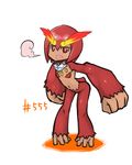  darmanitan fukuro@kyugyo fukurou_(owl222) fur monster_girl personification pixiv_thumbnail pokemon red_eyes red_hair resized 