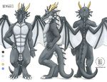 anthro bengges dragon horn kacey male model_sheet plain_background pose scalie solo wings 