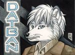  abstract_background alty arctic_fox badge black black_background blue_eyes button canine datban fox fur hair kacey male mammal plain_background polar_fox smile solo suit white white_fur white_hair zipper 