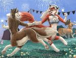  canine carnival couple dancing fair female festival fireworks fox foxtaur kacey kalika life's_dream male mammal outside taur wolf xander 
