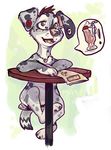  ambiguous_gender canine dalmatian dog heterochromia mammal maxi-rover milkshake solo table 