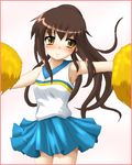  brown_hair cheerleader genderswap genderswap_(mtf) hayashiya_zankurou kyonko oekaki pom_poms ponytail solo suzumiya_haruhi_no_yuuutsu 