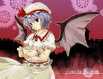  bad_id bad_pixiv_id bat_wings blue_hair character_name cup hands hat red_eyes remilia_scarlet ribbon short_hair solo tea teacup touhou wings wrist_cuffs yuki_(popopo) 