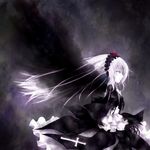  chikuyama long_hair rozen_maiden solo suigintou white_hair wings yellow_eyes 