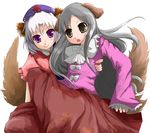  animal_ears arano_oki bangs houraisan_kaguya multiple_girls simple_background touhou yagokoro_eirin 