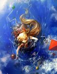  archlich chain from_above horns ibuki_suika long_hair red_eyes reflection ribbon ripples solo touhou very_long_hair water 