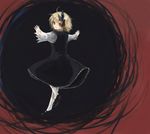  bad_id bad_pixiv_id blonde_hair darkness hair_ribbon kurasawa_moko long_sleeves looking_at_viewer looking_back mary_janes outstretched_arms red_eyes ribbon rumia shoes socks solo spread_arms standing standing_on_one_leg touhou white_legwear 