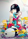  bad_id bad_pixiv_id black_hair bob_cut egasumi eyes highres hiroyuki_takahashi original panda short_hair signature solo tentacles 