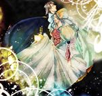  1boy 1girl agarte_lindblum animal_ears blue_hair cape dress earrings eyes_closed flower jewelry long_hair purple_hair rose saleh short_hair tales_of_(series) tales_of_rebirth 